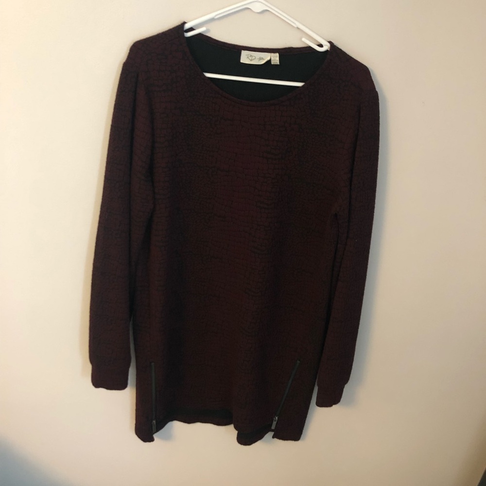 Maroon and black snakeskin dress